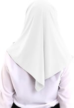 İhvan Online Beyaz Yetişkin Boneli Tesettür Hazır Pratik Eşarp