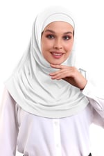 İhvan Online Beyaz Yetişkin Boneli Tesettür Hazır Pratik Eşarp