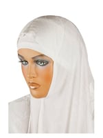 İhvan Online Boneli Hazır Başörtü Takımı Krem -1154