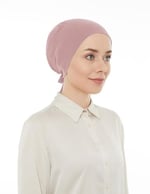 İhvan Online Dikişli Düz Penye Bağlamalı Tesettür Bone Pembe
