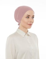 İhvan Online Dikişli Düz Penye Bağlamalı Tesettür Bone Pembe