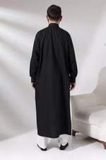 İhvan Online Erkek Siyah Çınar Hac ve Umre Kıyafeti Boydan Uzun Dagron Kumaş Fistan Siyah M
