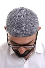İhvan Online Füme Gri Kışlık Çift Renk Kadife Namaz Takkesi
