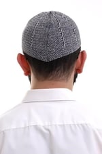 İhvan Online Füme Gri Kışlık Çift Renk Kadife Namaz Takkesi