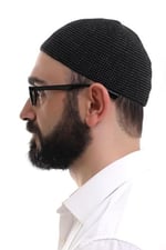 İhvan Online Füme Kışlık Nokta Desenli Orlon Namaz Takkesi
