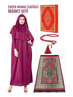 İhvan Online Fuşya Namaz Elbiseli İbadet Seti Fuşya 46-52