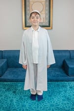 İhvan Online Gri Buhara Yaka Namaz Elbisesi Erkek Çocuk Cübbe