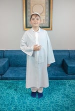 İhvan Online Gri Buhara Yaka Namaz Elbisesi Erkek Çocuk Cübbe
