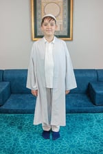 İhvan Online Gri Buhara Yaka Namaz Elbisesi Erkek Çocuk Cübbe