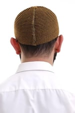 İhvan Online Hardal Kışlık Nokta Desenli Orlon Namaz Takkesi