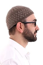 İhvan Online Kışlık Kadife Takke Hasır Desenli - Kahverengi