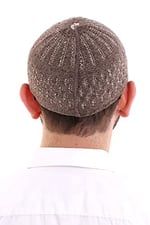 İhvan Online Kışlık Kadife Takke Hasır Desenli - Kahverengi