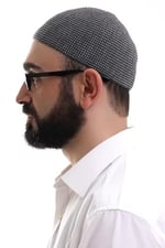İhvan Online Kışlık Orlon Namaz Takkesi Nokta Desenli Takke - Siyah