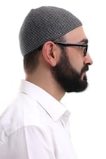 İhvan Online Kışlık Orlon Namaz Takkesi Nokta Desenli Takke - Siyah