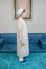 İhvan Online Krem Buhara Yaka Namaz Elbisesi Erkek Çocuk Cübbe