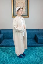 İhvan Online Krem Buhara Yaka Namaz Elbisesi Erkek Çocuk Cübbe
