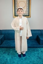 İhvan Online Krem Buhara Yaka Namaz Elbisesi Erkek Çocuk Cübbe