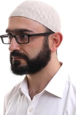 İhvan Online Krem Kışlık Çapraz Desenli Dokuma Takke