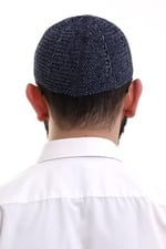 İhvan Online Lacivert Füme Kışlık Çift Renk Kadife Namaz Takkesi