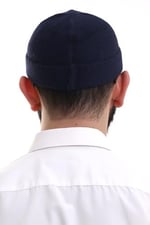 İhvan Online Lacivert Katlamalı Sade Desen Kışlık Orlon Takke Şapka