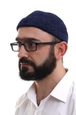 İhvan Online Lacivert Katlamalı Sade Desen Kışlık Kadife Takke Şapka