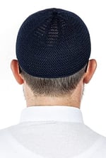 İhvan Online Lüks Çelik Örme Namaz Takkesi Lacivert 1 Adet