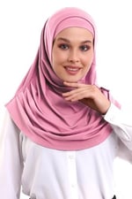 İhvan Online Neon Pembe Yetişkin Boneli Tesettür Hazır Pratik Eşarp