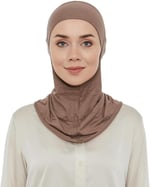 İhvan Online Pratik Boyunluklu Tesettür Hijab Bone Açık Kahverengi