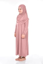 İhvan Online Pratik Çocuk Namaz Elbisesi 8-12 Yaş Pudra Pembe