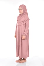 İhvan Online Pratik Çocuk Namaz Elbisesi 8-12 Yaş Pudra Pembe