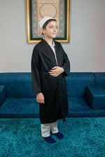 Ihvan Online Siyah Buhara Yaka Namaz Elbisesi Erkek Çocuk Cübbe