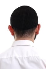 İhvan Online Siyah Kahve Hasır Desen Kışlık Kadife Namaz Takkesi