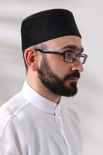 İhvan Online Siyah Kapitone Desenli Kadife Kalıp Namaz Takkesi
