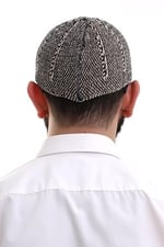 İhvan Online Siyah Taş Kışlık Çift Renk Kadife Namaz Takkesi