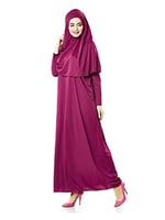 İhvan Online Tek Parça Namaz Elbisesi - Fuşya- 5015 ve Seccade ve Zikirmatik - Üçlü Takım Fuşya 36-44
