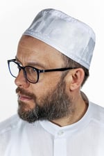 İhvan Online Topbaş Nakış Desenli Kalıp Kumaş Takke Beyaz Beyaz 58