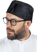 İhvan Online Topbaş Nakış Desenli Kalıp Kumaş Takke Siyah Siyah 60