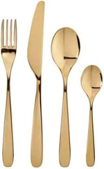 IKEA 24 Parça Paslanmaz Çelik Çatal Bıçak Kaşık Seti, Gold Renk, 6'lı