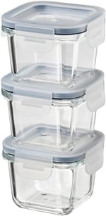 IKEA 3 Adet Cam Saklama Kabı Seti 180 ml, Kare-Vakumlu Mini Kaplar
