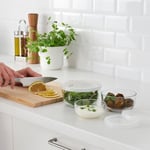 IKEA 3 Parça Cam Saklama Kabı Seti MeridyenDukkan Kapaklı Yuvarlak Saklama Kapları