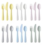 IKEA 704.613.85 KALAS 18 Parça Sofra Takımı Seti, Karışık Renkler, Bir Çocuğun Yiyecekleri Kesmesi ve Bölmesi Daha Kolay, Çocukların Küçük Ellerinde Tutması Kolay, Bıçağın Tırtıklı Kenarı Vardır