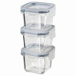 IKEA ASIA 365+ Cam Saklama Kutuları, Kapaklı Yiyecek Kabı, SquareGlass 180ml, 3'lü Set