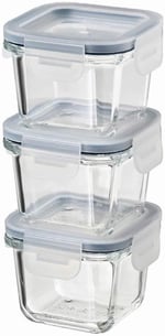 IKEA ASIA 365+ Cam Saklama Kutuları, Kapaklı Yiyecek Kabı, SquareGlass 180ml, 3'lü Set