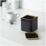 Ikea BLOMNING Kahve/Çay Kutusu, Siyah ve Altın Renkli, 10x10x10 Santimetre, 203.732.06