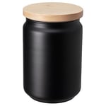 IKEA Çay Kahve Kavanozu,Siyah Renk 1 lt Siyah Cam-Bambu Kapak