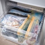 IKEA ISTAD Orta Boy Çift Mühürlü Tekrar Kullanılabilir Gıda Torbaları, 1,2 ve 2,5 Litre, Siyah Çizgili/Sarı Yaprak - 100 Adetlik Set
