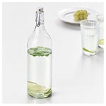 IKEA KORKEN şeffaf cam şişe, tıpalı, yağ, sirke, içecek, bira, su, kombucha, kefir, soda için sallanan şişeler, (481 ml)