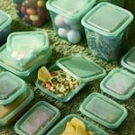 Ikea Pruta saklama kabı Set, gıda maddeleri için, şeffaf, mikrodalga fırına uygun, yeşil, 17 kutu