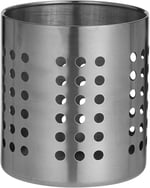 IKEA sepeti 'Ordning' Besteckstaender paslanmaz çelik – Kuechenutensilienhalter – 12 cm Çap-13,5 cm Yükseklik, paslanmaz çelik, Gümüş, 14 x 12 x 12 cm