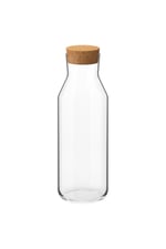 IKEA Sürahi 1 Lt Su Şişesi Mantar Kapaklı Karaf, Şeffaf, 27 cm Yükseklik